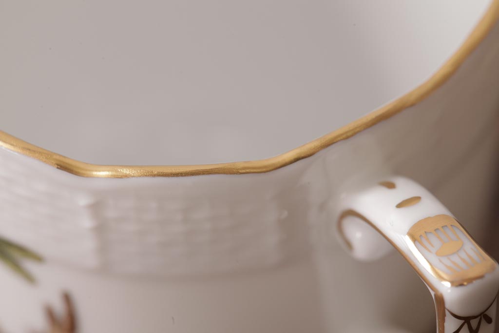 中古美品　HEREND HVNGARY(ヘレンド)　ロスチャイルドバード　モカカップ&ソーサー(洋食器)(定価約2万6千円)