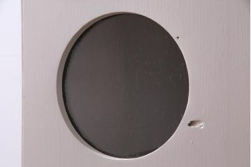 ラフジュ工房オリジナル　リメイク家具　落ち着いた爽やかさが漂うステンドグラス入り収納棚(ガラス戸棚)