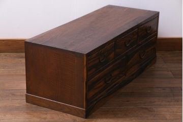 アンティーク家具　大正昭和初期　黒柿貼り　シックな和の雰囲気が格好良い引き出し(ローチェスト、小引き出し)