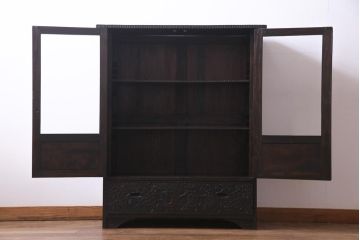 ヴィンテージ家具　ビンテージ　伝統工芸　軽井沢彫り　和モダンな雰囲気漂う本箱(収納棚)
