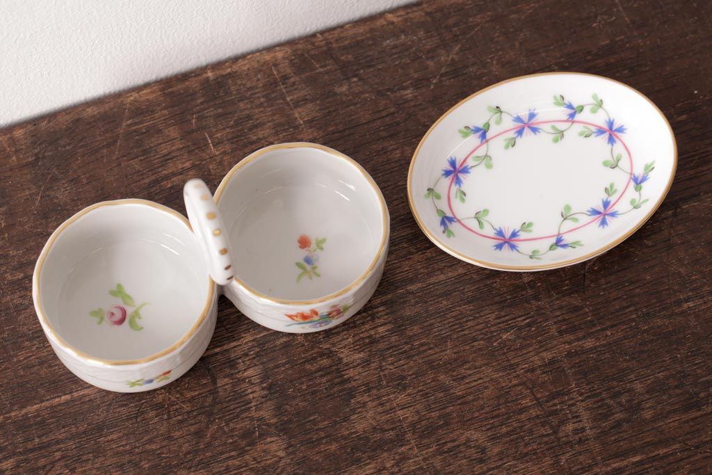 中古　ハンガリー　HEREND(ヘレンド)　PBG　ブルーガーランド ミルフルール　小皿セット(ツインセラー、ジュエリートレイ)