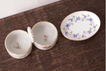 中古　ハンガリー　HEREND(ヘレンド)　PBG　ブルーガーランド ミルフルール　小皿セット(ツインセラー、ジュエリートレイ)