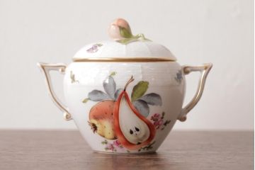 アンティーク雑貨　中古　ハンガリー　HEREND(ヘレンド)　フルーツコンポジション　ティーセット(シュガーポット、クリーマー)