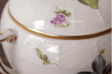 アンティーク雑貨　中古　ハンガリー　HEREND(ヘレンド)　フルーツコンポジション　ティーセット(シュガーポット、クリーマー)