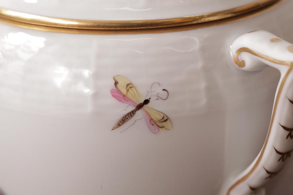 アンティーク雑貨　中古　ハンガリー　HEREND(ヘレンド)　フルーツコンポジション　ティーセット(シュガーポット、クリーマー)