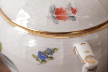 アンティーク雑貨　中古　ハンガリー　HEREND(ヘレンド)　フルーツコンポジション　ティーセット(シュガーポット、クリーマー)