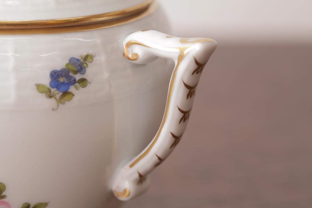 アンティーク雑貨　中古　ハンガリー　HEREND(ヘレンド)　フルーツコンポジション　ティーセット(シュガーポット、クリーマー)