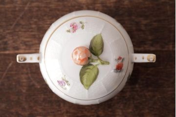 アンティーク雑貨　中古　ハンガリー　HEREND(ヘレンド)　フルーツコンポジション　ティーセット(シュガーポット、クリーマー)
