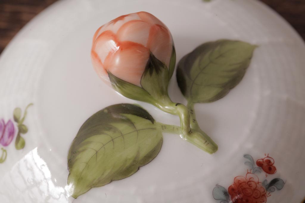 アンティーク雑貨　中古　ハンガリー　HEREND(ヘレンド)　フルーツコンポジション　ティーセット(シュガーポット、クリーマー)