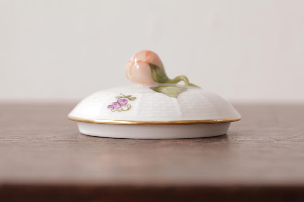 アンティーク雑貨　中古　ハンガリー　HEREND(ヘレンド)　フルーツコンポジション　ティーセット(シュガーポット、クリーマー)