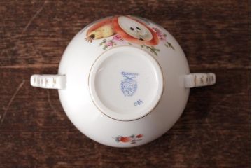 アンティーク雑貨　中古　ハンガリー　HEREND(ヘレンド)　フルーツコンポジション　ティーセット(シュガーポット、クリーマー)