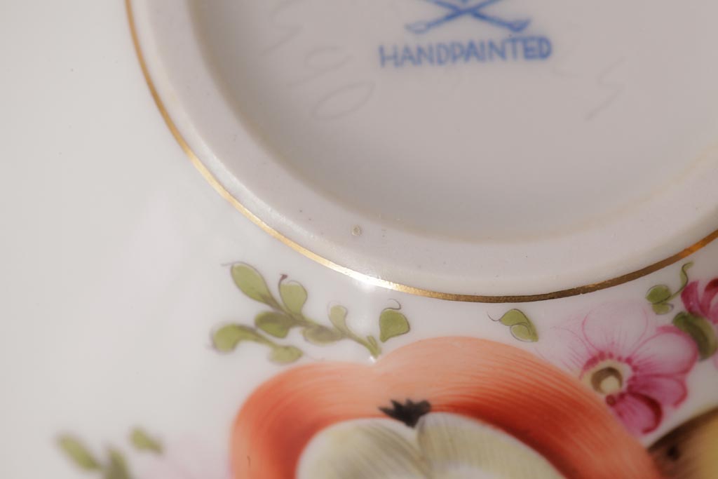 アンティーク雑貨　中古　ハンガリー　HEREND(ヘレンド)　フルーツコンポジション　ティーセット(シュガーポット、クリーマー)