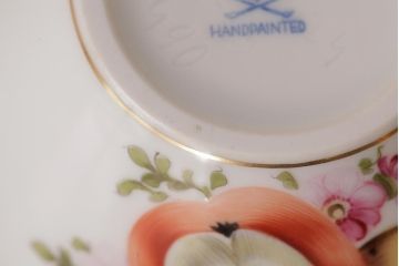 アンティーク雑貨　中古　ハンガリー　HEREND(ヘレンド)　フルーツコンポジション　ティーセット(シュガーポット、クリーマー)