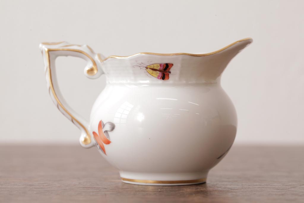 アンティーク雑貨　中古　ハンガリー　HEREND(ヘレンド)　フルーツコンポジション　ティーセット(シュガーポット、クリーマー)