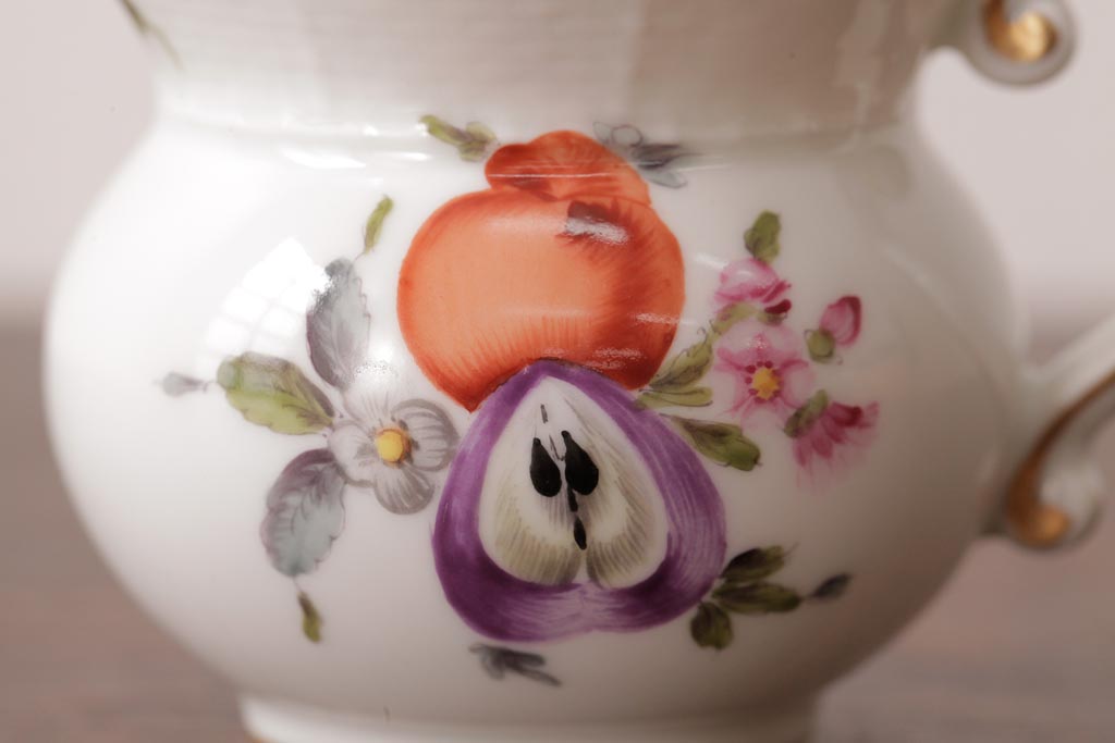 アンティーク雑貨　中古　ハンガリー　HEREND(ヘレンド)　フルーツコンポジション　ティーセット(シュガーポット、クリーマー)