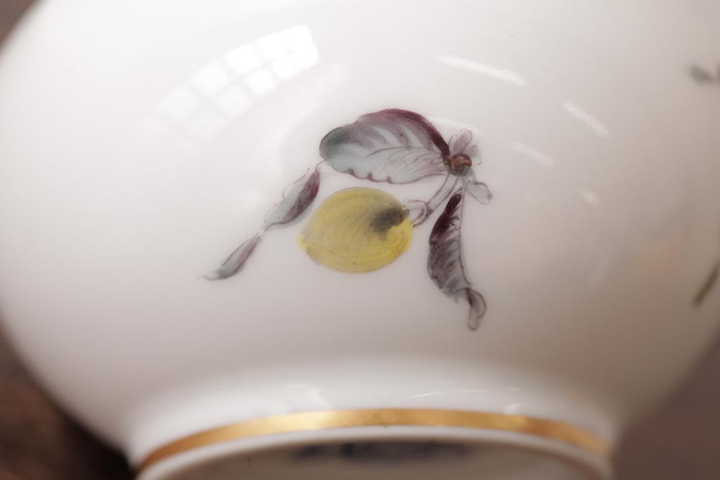 アンティーク雑貨　中古　ハンガリー　HEREND(ヘレンド)　フルーツコンポジション　ティーセット(シュガーポット、クリーマー)