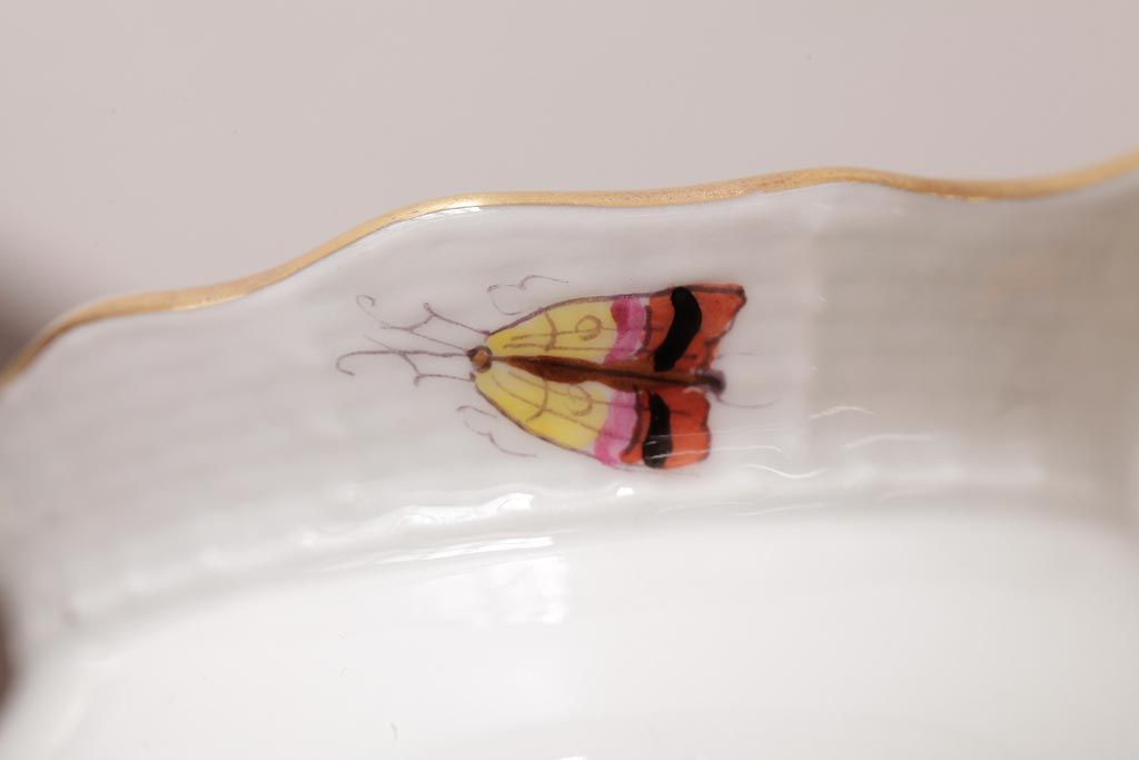 アンティーク雑貨　中古　ハンガリー　HEREND(ヘレンド)　フルーツコンポジション　ティーセット(シュガーポット、クリーマー)