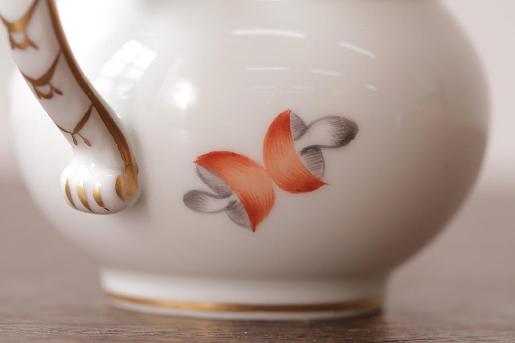 アンティーク雑貨　中古　ハンガリー　HEREND(ヘレンド)　フルーツコンポジション　ティーセット(シュガーポット、クリーマー)