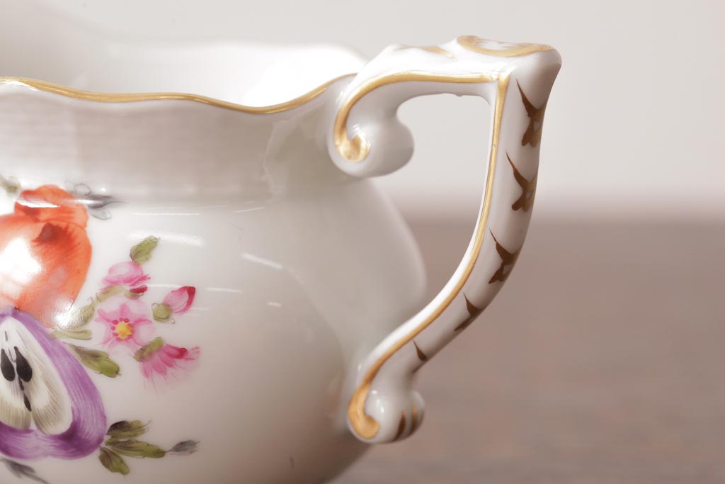 アンティーク雑貨　中古　ハンガリー　HEREND(ヘレンド)　フルーツコンポジション　ティーセット(シュガーポット、クリーマー)