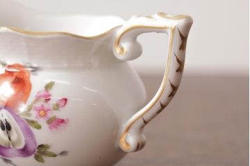 アンティーク雑貨　中古　ハンガリー　HEREND(ヘレンド)　フルーツコンポジション　ティーセット(シュガーポット、クリーマー)