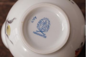 アンティーク雑貨　中古　ハンガリー　HEREND(ヘレンド)　フルーツコンポジション　ティーセット(シュガーポット、クリーマー)