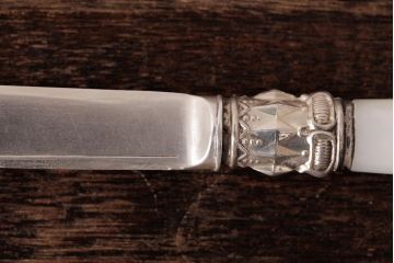 アンティーク雑貨　イギリスアンティーク　Victorian(ヴィクトリアン)　Sheffield(シェフィールド)　白蝶貝　スターリングシルバー(銀製)　ペーパーナイフ(レターオープナー)