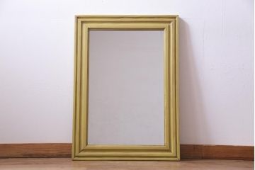 アンティーク雑貨　ラフジュ工房オリジナル　ペイント　落ち着いたイエローが空間のアクセントになるウォールミラー(鏡)(2)