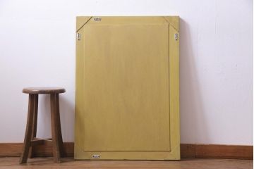 アンティーク雑貨　ラフジュ工房オリジナル　ペイント　落ち着いたイエローが空間のアクセントになるウォールミラー(鏡)(2)