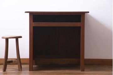アンティーク家具　昭和中期　使いこまれた風合いが味のある平机(作業台、カウンター)
