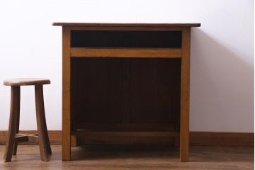 アンティーク家具　昭和中期　使いこまれた風合いが味のある平机(作業台、カウンター)(1)