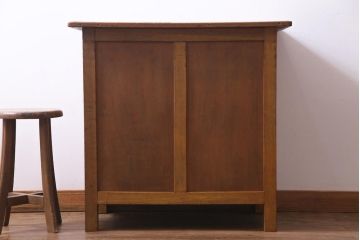 アンティーク家具　昭和中期　使いこまれた風合いが味のある平机(作業台、カウンター)(1)