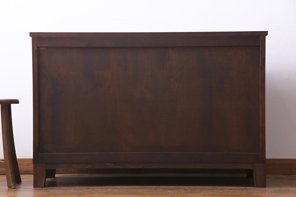 中古　北海道民芸家具　リメイク　シックな印象のローボード(収納棚、リビングボード)(1)