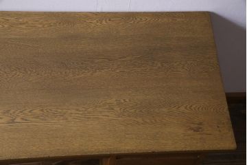 レトロ家具　昭和レトロ　ナラ材　渋みのある木の風合いがレトロな薄型片袖デスク(机、在宅ワーク、在宅用作業台、カウンターテーブル)
