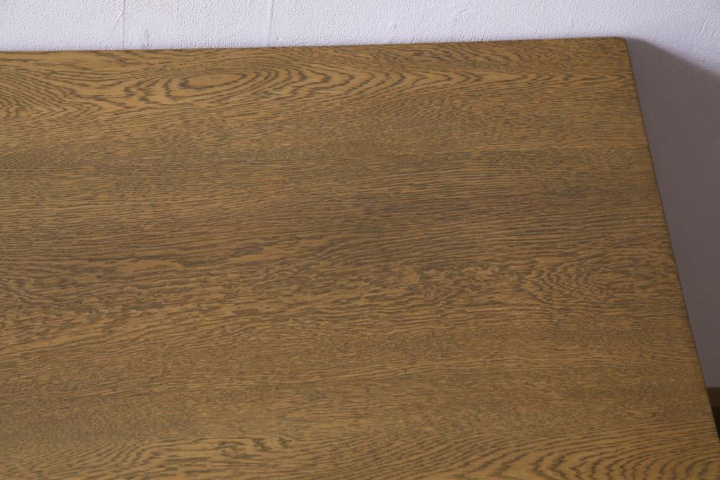 レトロ家具　昭和レトロ　ナラ材　渋みのある木の風合いがレトロな薄型片袖デスク(机、在宅ワーク、在宅用作業台、カウンターテーブル)