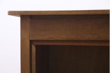 レトロ家具　昭和レトロ　ナラ材　渋みのある木の風合いがレトロな薄型片袖デスク(机、在宅ワーク、在宅用作業台、カウンターテーブル)