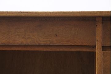 レトロ家具　昭和レトロ　ナラ材　渋みのある木の風合いがレトロな薄型片袖デスク(机、在宅ワーク、在宅用作業台、カウンターテーブル)