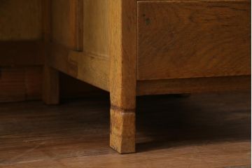 レトロ家具　昭和レトロ　ナラ材　渋みのある木の風合いがレトロな薄型片袖デスク(机、在宅ワーク、在宅用作業台、カウンターテーブル)