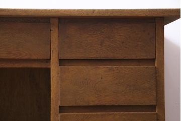 レトロ家具　昭和レトロ　ナラ材　渋みのある木の風合いがレトロな薄型片袖デスク(机、在宅ワーク、在宅用作業台、カウンターテーブル)
