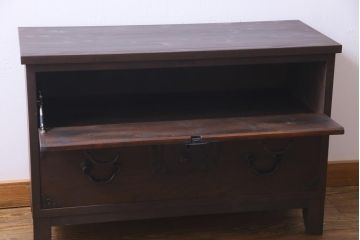 アンティーク家具　和製アンティーク　下開き扉のリメイク仙台箪笥ローボード(和タンス、テレビボード、収納棚)