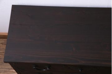 アンティーク家具　和製アンティーク　下開き扉のリメイク仙台箪笥ローボード(和タンス、テレビボード、収納棚)