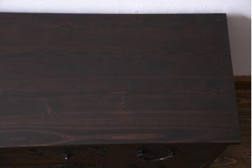 アンティーク家具　和製アンティーク　下開き扉のリメイク仙台箪笥ローボード(和タンス、テレビボード、収納棚)