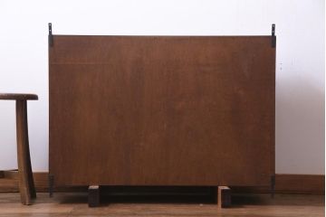 ラフジュ工房オリジナル　古建具リメイク　ケヤキの美しい杢目を楽しめる壁掛け戸棚(ウォールシェルフ、収納棚)