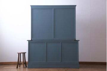 リメイク家具　北海道民芸　爽やかなペイントカラーがお洒落な食器棚(カップボード、収納棚)