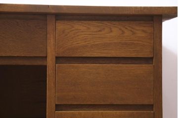アンティーク家具　昭和中期　シンプルで懐かしい雰囲気の片袖デスク(机、在宅ワーク、在宅用カウンターテーブル、作業台)(1)