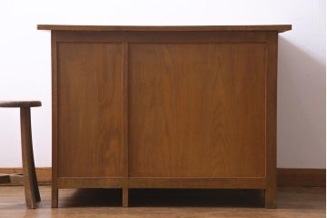 アンティーク家具　昭和中期　シンプルで懐かしい雰囲気の片袖デスク(机、在宅ワーク、在宅用カウンターテーブル、作業台)(1)