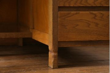 アンティーク家具　昭和中期　ナラ材　ナチュラルテイストにもぴったりな温もり溢れる片袖デスク(机、在宅ワーク、在宅用作業台)(2)