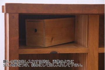 アンティーク家具　明治大正期　ヒノキ材　シンプルな作りが魅力的な小振りの帳場箪笥(収納箪笥、引き出し)(R-033989)