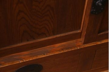 アンティーク家具　明治大正期　ヒノキ材　シンプルな作りが魅力的な小振りの帳場箪笥(収納箪笥、引き出し)(R-033989)