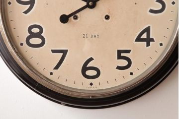 アンティーク雑貨　昭和レトロ　SEIKO(セイコー)　手巻き式　21DAY　丸型壁掛け時計(掛時計、柱時計)