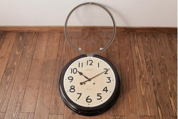 アンティーク雑貨　昭和レトロ　SEIKO(セイコー)　手巻き式　21DAY　丸型壁掛け時計(掛時計、柱時計)